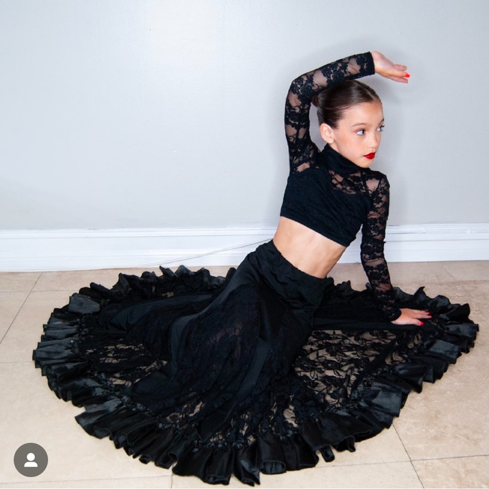 Balera lace black crop dance top size IC